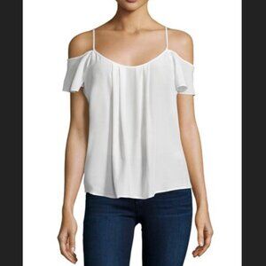 Joie Adorlee Cold-Shoulder Silk Top Porcelain White (Size Small) - NWOT